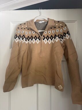 The Upside Tan and Beige Crewneck Sweater